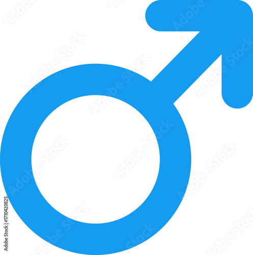 Male gender symbol icon. Gender identity sign isolated on transparent background. Masculine gender symbol icon for design and web. Vector illustration.