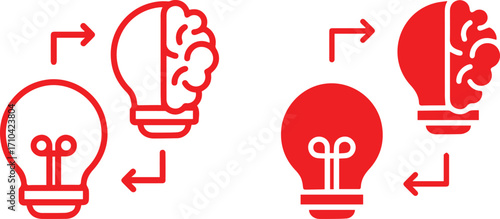Light bulb idea creative red and white concept icon, lighting bulb, idea, innovation, digital strategy, digital transformation, graphic design