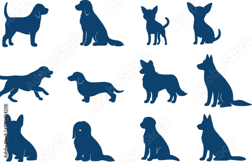 A dog silhouettes pet animals graphics set