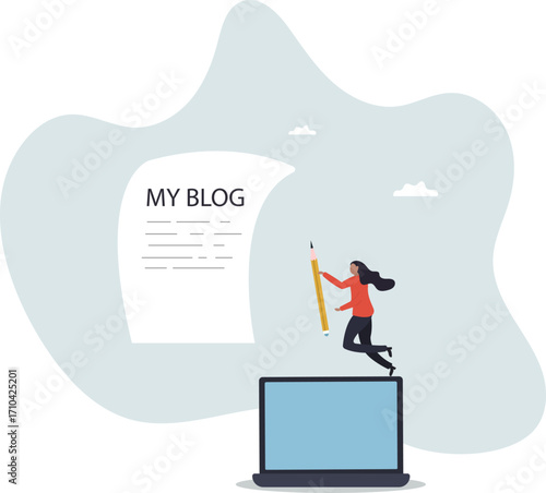 Content writer or blogger, start new blog writing article online or journalism, storytelling and social marketing.about a man and his life.