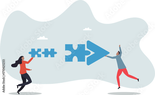 Teamwork connecting jigsaw puzzle metaphor of solving problem together,about a man and his life.