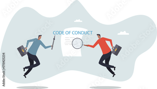 Code of conduct, ethical policy or rules, regulation or principles guideline for work responsibility, compliance document or company standard.about a man and his life.