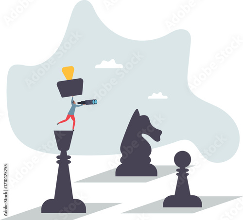 Success strategy, leadership vision or looking for opportunity, competitor analysis .about a man and his life.