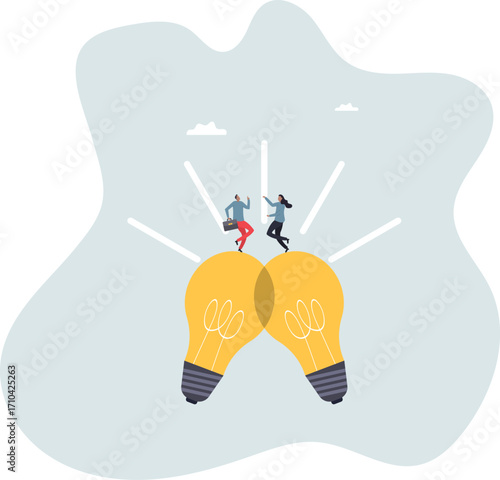 Combine idea, synergy or collaborate to get solution, brainstorm, teamwork or think together to develop great idea .about a man and his life.