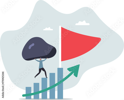 Difficult task, problem or difficulty to achieve success, overcome challenge, over burden or heavy boulder, effort to success.about a man and his life.