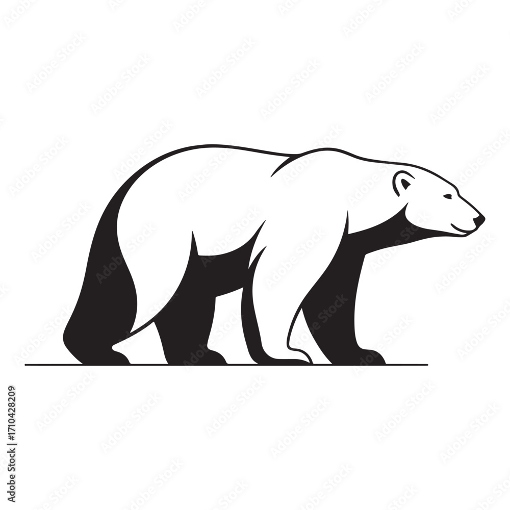 Fototapeta premium Polar Bear Silhouette Vector Illustration