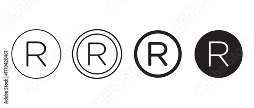 Different registered trademark symbol variations isolated on white background.