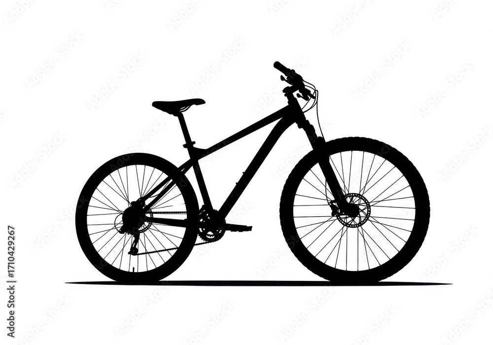 Fototapeta premium Silhouette of a mountain bike isolated on white background for design element