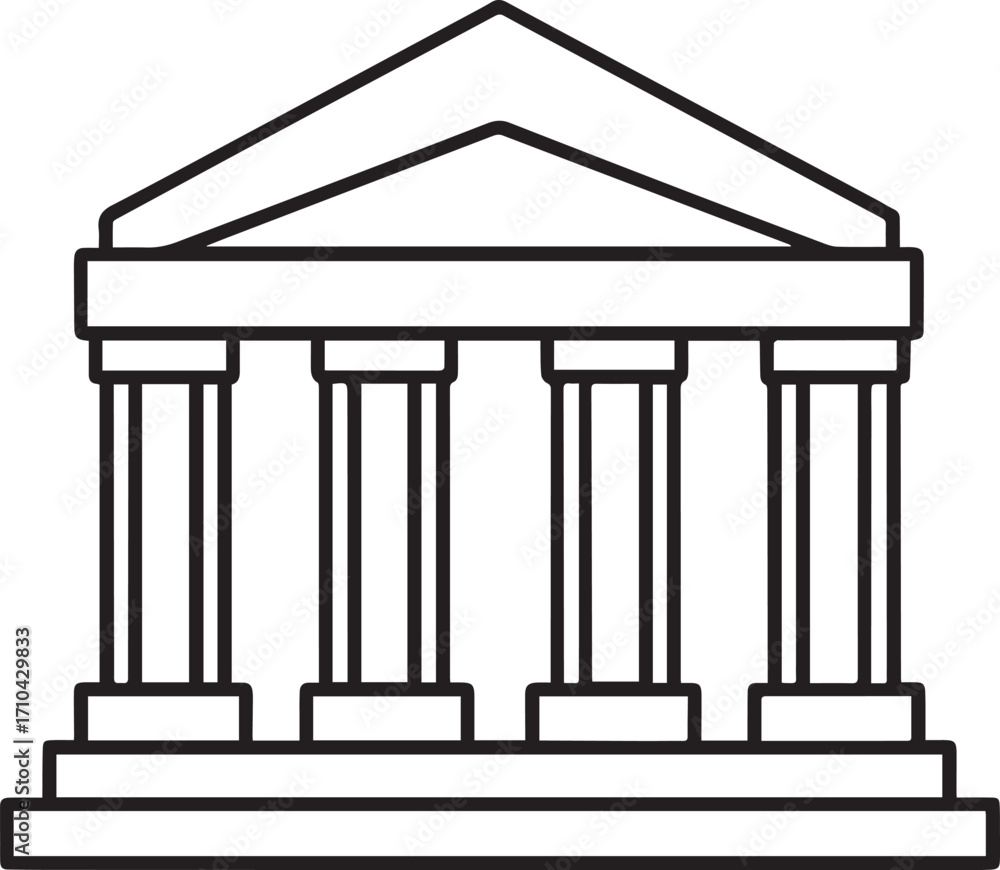 Fototapeta premium museum outline vector illustration line art