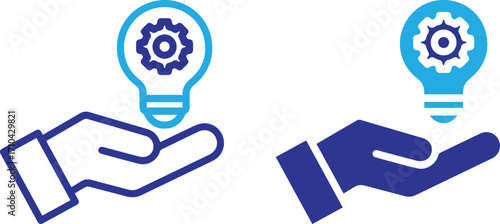 Light bulb icons, idea symbols, creative thinking illustrations, brain lightbulb concepts, black and white graphics, innovation bubble illustrations, knowledge symbols,	
