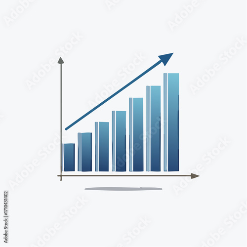 A graphical representation of increasing data, showing a rising trend with a blue arrow.