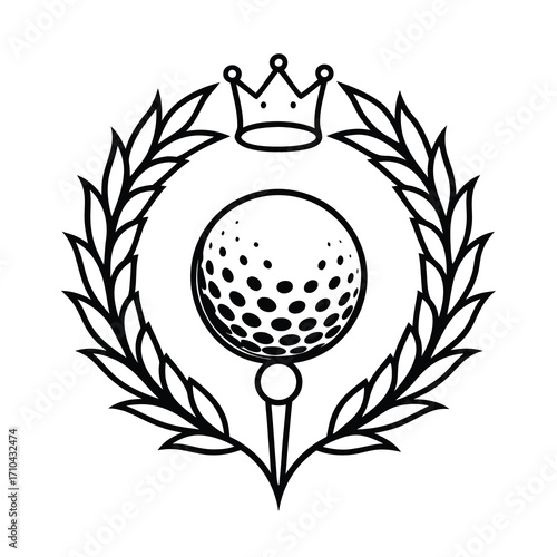 golf ball vector logo golf ball on tee with wreat