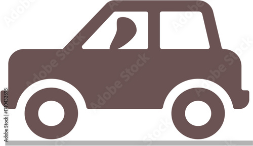 vector, Simple car icon in brown color on a white background  