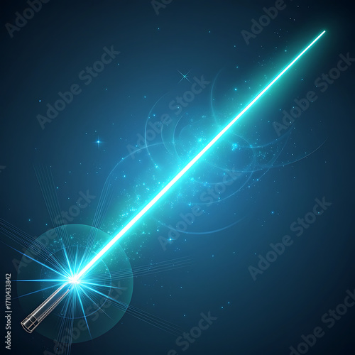 Sharp neon cyan laser beam slices diagonally through futuristic abstract energy field illustration
