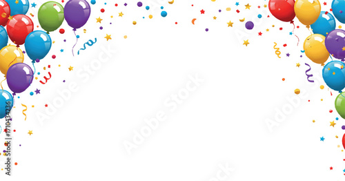 Balloon arch with confetti for event backdrops, party invitations, and celebration promotional art