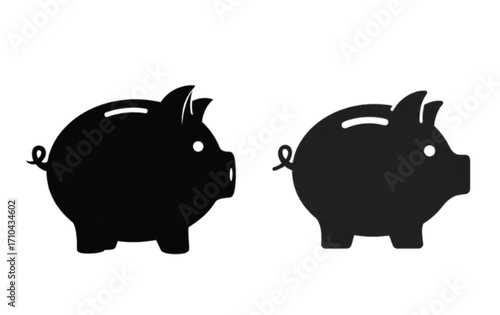 Two black piggy bank silhouettes side by side, representing savings and finance concepts.