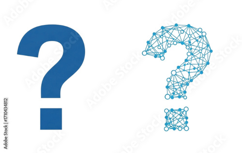 Two question marks, one red and one blue, on a white background.