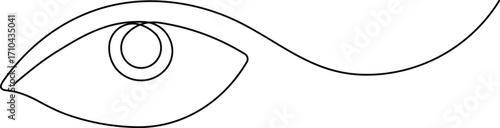 Eye continuous one line drawing and minimalist style isolate outline