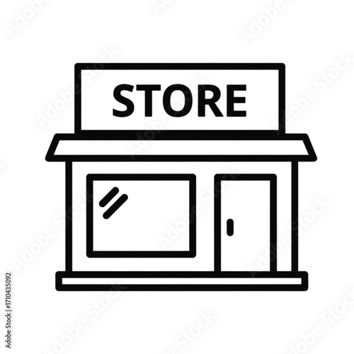 minimal store building icon with large signboard 