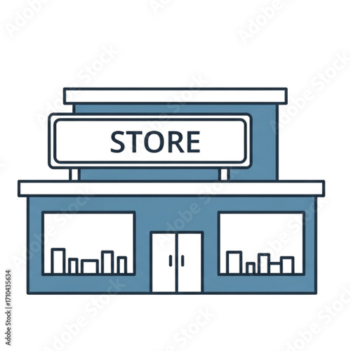 minimal store building icon with large signboard and display windows isolated on white background retail shop vector illustration
