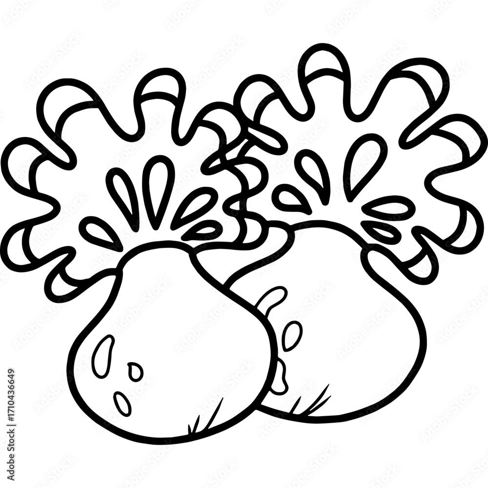 Fototapeta premium Sea Anemone Coral Blob Underwater Marine Hand Drawn Doodle Illustration