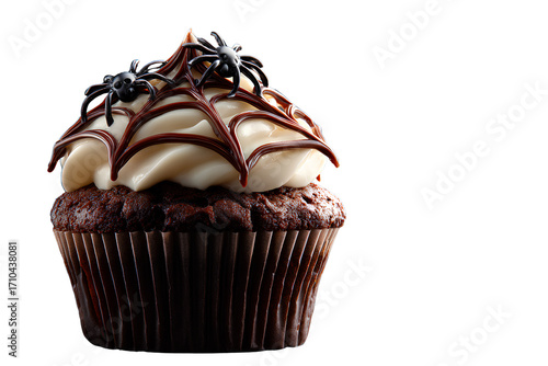 Halloween Cupcake with Chocolate Base and Spider Web Topping