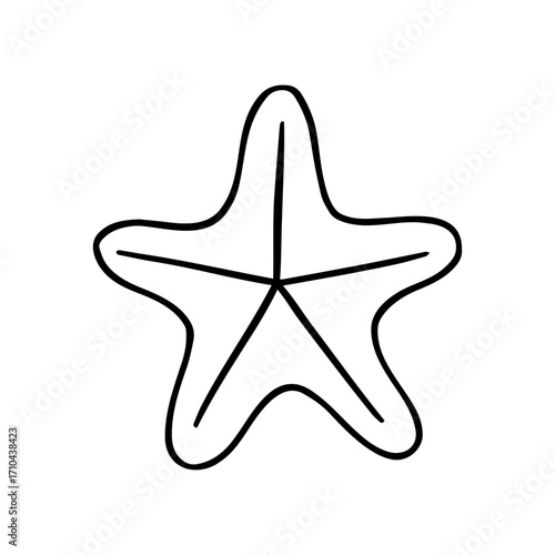 Hand drawn vector Starfish. Doodle sea star isolated on white background. Nautical template. Star, fish, ocean, underwater