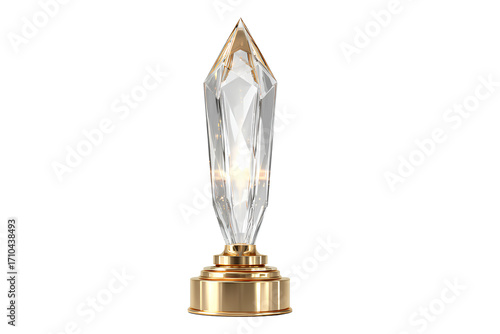 Crystal and Gold Award Trophy on Pedestal