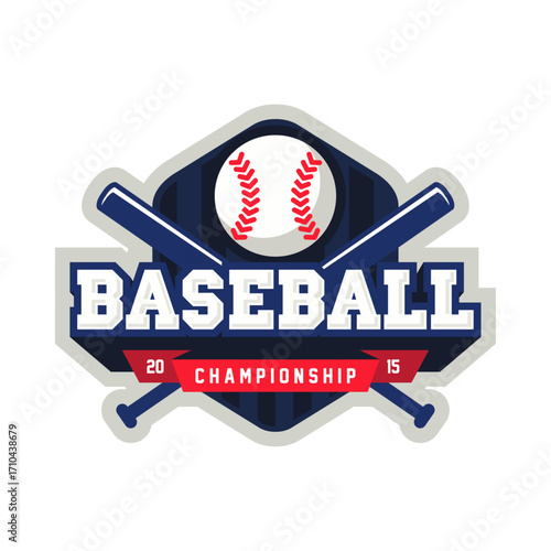Baseball Championship Logo with Bats and Ball