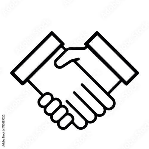 Handshake icon representing agreement and partnership isolated on white background
