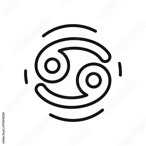 Cancer zodiac icon in line style for mystical, horoscope, and cosmic design.