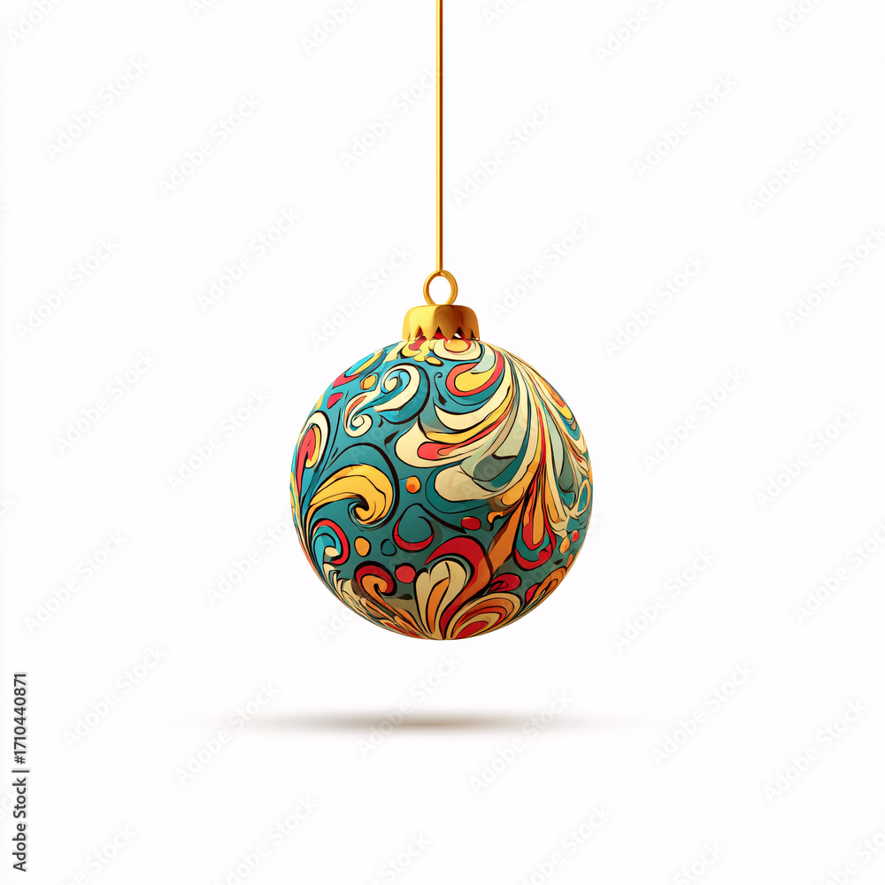 custom made wallpaper toronto digitalA bright and simple cartoon-style Christmas bauble ornament, sparkling in colorful hues, symbolizing holiday decor and the Christmas season.