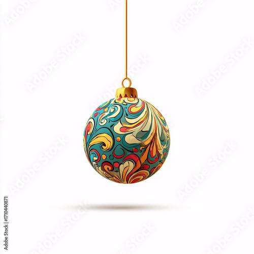 Wallpaper Mural A bright and simple cartoon-style Christmas bauble ornament, sparkling in colorful hues, symbolizing holiday decor and the Christmas season. Torontodigital.ca