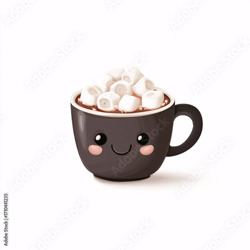 Wallpaper Mural A cozy, cartoon-style cup of hot chocolate topped with fluffy marshmallows, evoking the warmth and sweetness of the Christmas season. Torontodigital.ca
