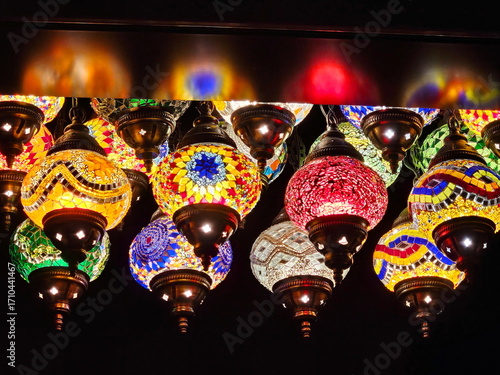 Multicolored lamps in oriental style