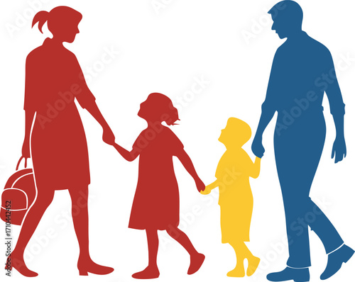 Joyful family walking together, symbolizing unity, love, and togetherness for modern life.