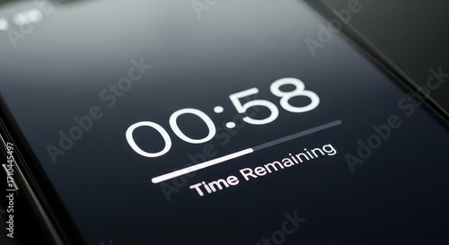 Urgent countdown timer on modern smartphone screen showing time remaining and progress bar