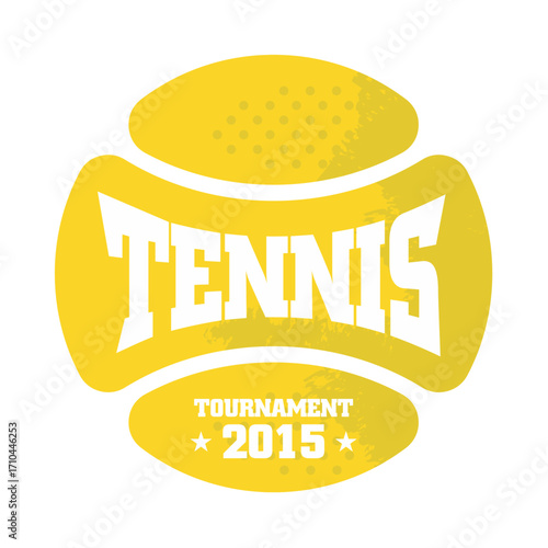 Tennis Tournament Logo with Yellow Ball and White Text