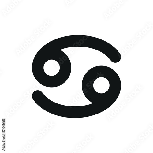 Cancer zodiac icon in glyph for minimal astrology, horoscope, and celestial visuals.