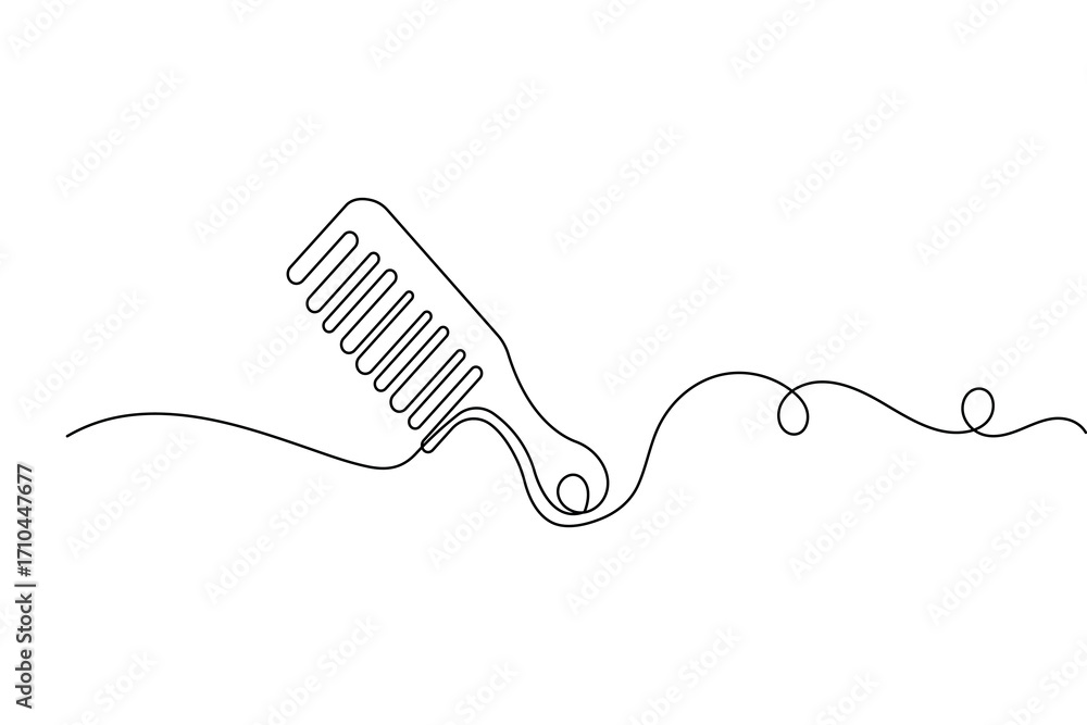 Obraz premium Hair comb outline vector isolated in continuous one line drawing minimalist elegant simple design 