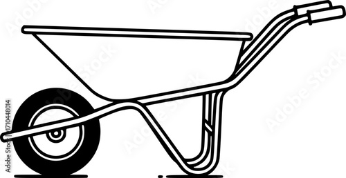 wheel barrow line art silhouette vector illustration
