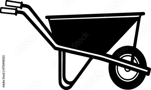 wheel barrow line art silhouette vector illustration

