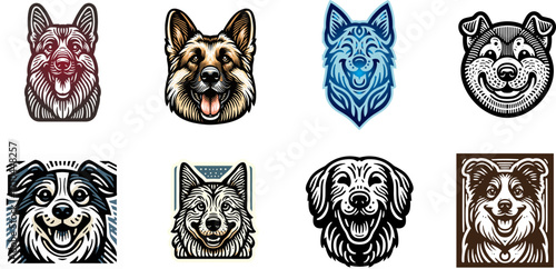 Dog mascot logo collection with bold illustration style.