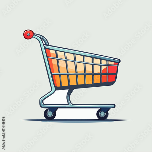 Vibrant Empty Shopping Cart Illustration – A Colorful Graphic Representing Retail, Consumerism, and Online E-commerce Activity for Modern Business Concepts
