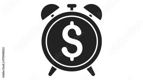 Alarm clock with a dollar sign, symbolizing time is money isolated on white background