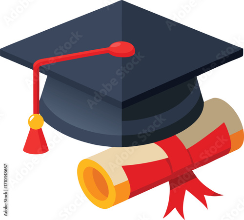 graduation cap and diploma