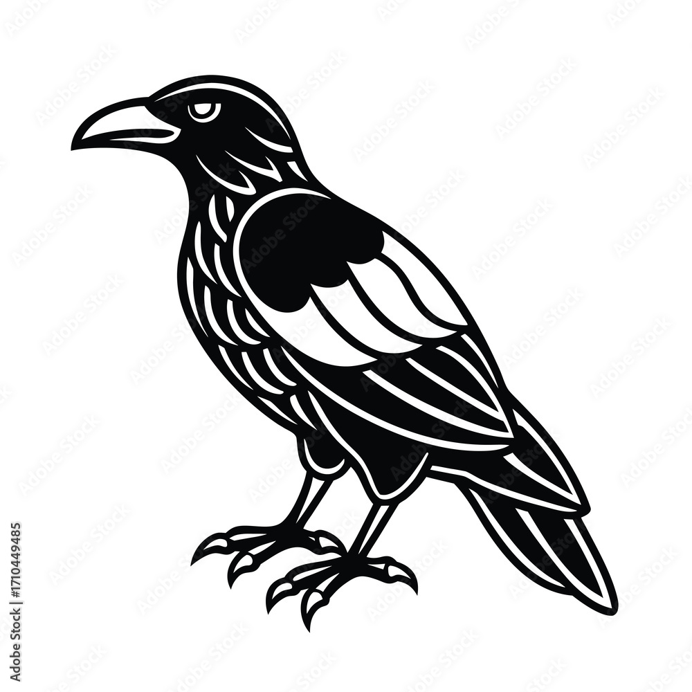 Fototapeta premium raven in norse celtic style isolated on white background 