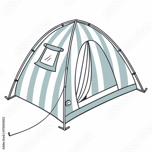 Illustration of a striped camping tent, perfect for outdoor adventures, family vacations, and creating lasting memories in nature