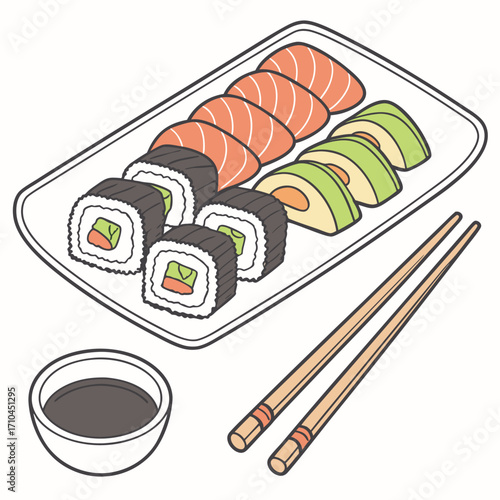 sushi and chopsticks
