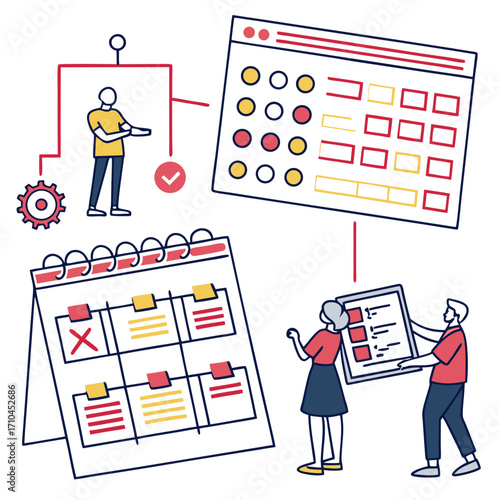 Project planning and time management concept teamwork and collaboration for business success scheduling tasks and meeting deadlines for efficient workflow